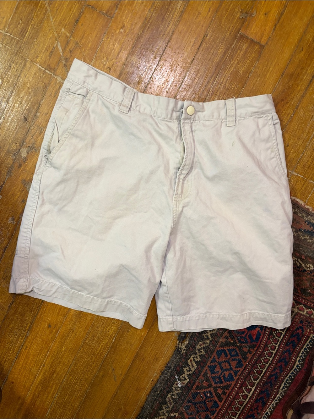 VTG Army Navy Men's Flat Front Cotton Chino Shorts in Light Khaki GUC 34